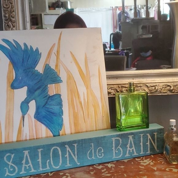 Charming French bathroom sign. Salon de Bain - Picture 2 of 4